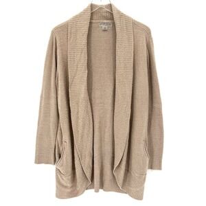 Barefoot Dreams CozyChic Lite Circle‎ Cardi Size L Sweater Cardigan Tan Beige